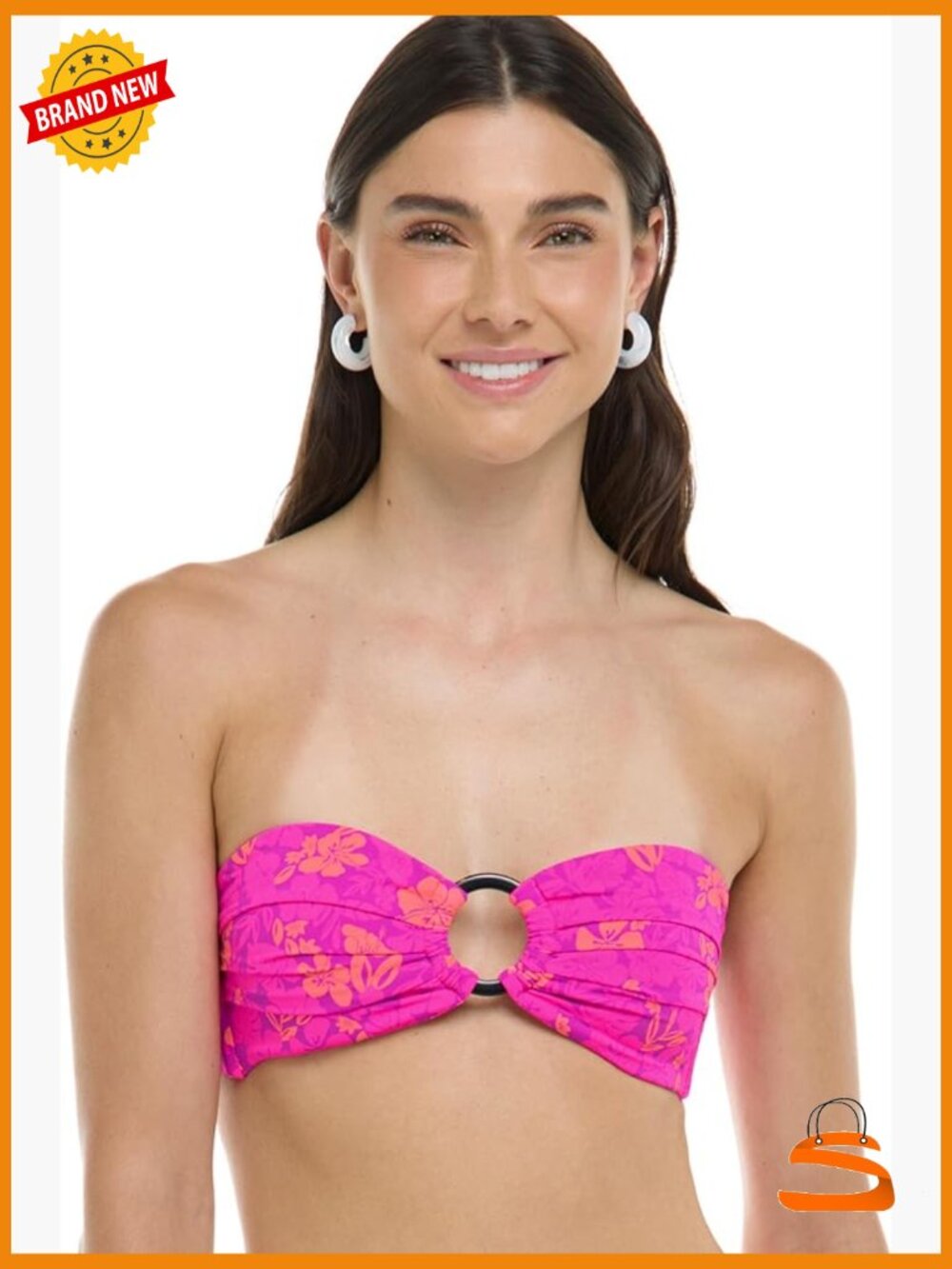 Medium Bandeau Bikini Top With Sash Tie Back And Removable Cups